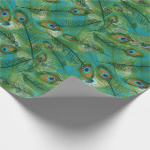 Papier Cadeau Couleur personnalisable Arrière - plan Peacock Fea (Coin)