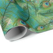 Papier Cadeau Couleur personnalisable Arrière - plan Peacock Fea (Coin rond)