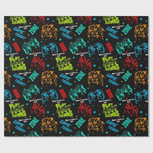 Papier Cadeau Couleur Personnalisé Joueurs Abstraits Garçon fête