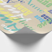Papier Cadeau couleur personnalisée enfant nom motif sur beige (Coin)