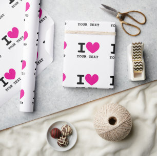 Papier Cadeau Couleur personnalisée J'AIME - Cœur personnalisé