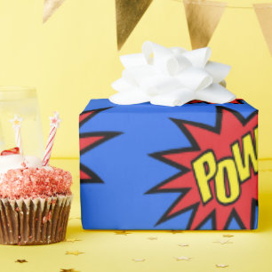 Papier Cadeau Couleur personnalisée Pow Super Hero