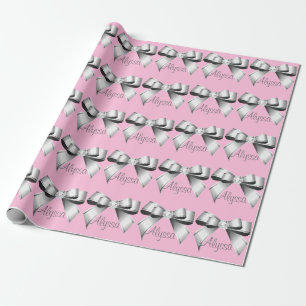Papier Cadeau Couleur rose pâle de la boue d'argent personnalis