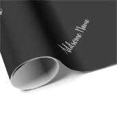 Papier Cadeau Couleur solide Moderne Noir Noir de base (Coin rond)