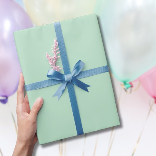 Papier Cadeau Couleur Uni Vert Pâle Pastel | Classique | Élégant