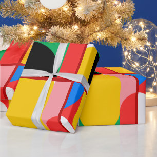 Papier Cadeau Couleurs Abstrait rouge gras Motif géométrique