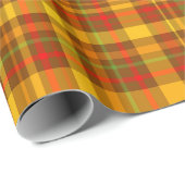 Papier Cadeau Couleurs automnales Rustique Plaid Motif (Coin rond)