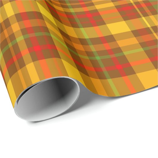 Papier Cadeau Couleurs automnales Rustique Plaid Motif (Coin rond)