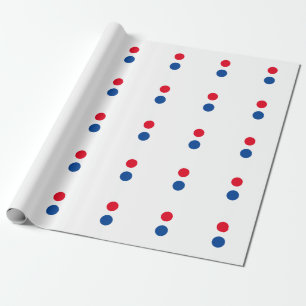 Papier Cadeau Couleurs bleu rouge blanc Couleurs Pois Motif