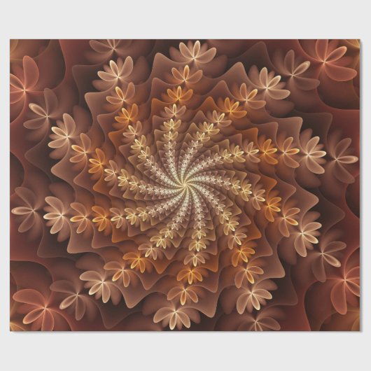 Papier Cadeau Couleurs chaudes, Trippy Moderne Motif d'art fract (Plat)