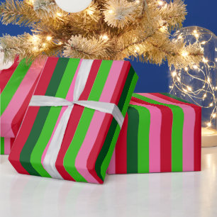 Papier Cadeau Couleurs contemporaines rayures de Noël