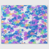 Papier Cadeau Couleurs cool Peinture Abstraite, Blurple (Plat)