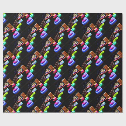 Papier Cadeau Couleurs dans le noir (Plat)