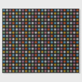 Papier Cadeau Couleurs de bonbons sur Pixel noir Motif de flocon (Plat)