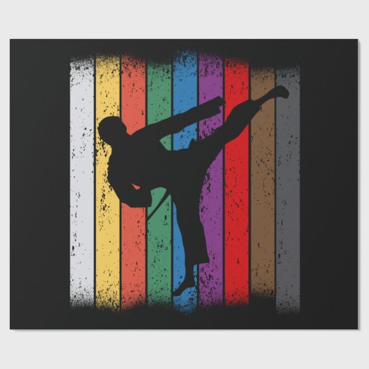 Papier Cadeau Couleurs de ceinture karaté Silhouette (Plat)
