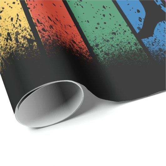 Papier Cadeau Couleurs de ceinture karaté Silhouette (Coin rond)