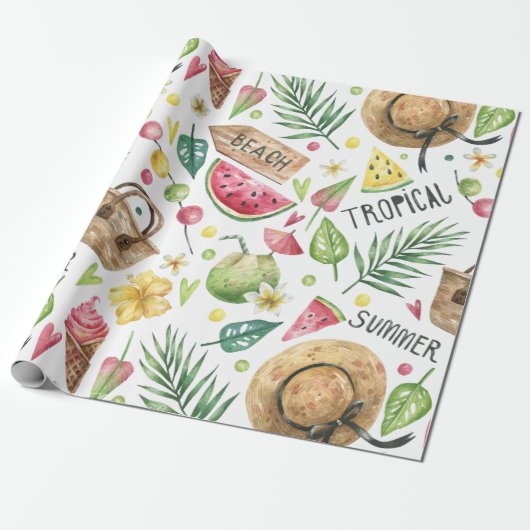 Papier Cadeau Couleurs de fille plage détente (Déroulé)