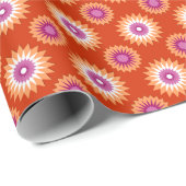 Papier Cadeau Couleurs de la fierté lesbienne / fleur d'orange (Coin rond)