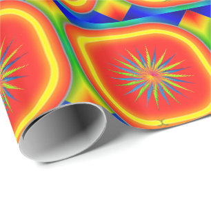 Papier Cadeau Couleurs de Neon Diamants Carrés Fleurs Design 2