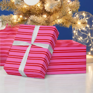 Papier Cadeau Couleurs DIY Bandes Inégales #2 SV Rose Chaud Roug