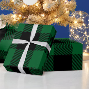 Papier Cadeau Couleurs DIY Buffalo Plaid Tartan HG SV Noir Vert