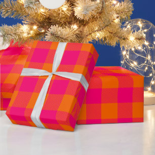 Papier Cadeau Couleurs DIY Buffalo Plaid Tartan Med SV Orange Ro
