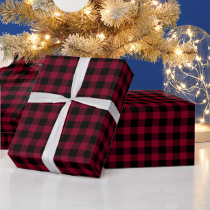 Papier Cadeau Couleurs DIY Buffalo Plaid Tartan SM SV Noir Bourg