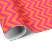 Papier Cadeau Couleurs DIY Chevron Zigzag Rose Orange (Coin rond)