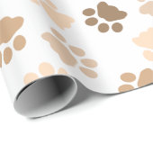 Papier Cadeau Couleurs neutres des pattes de chat (Coin rond)