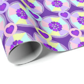 Papier Cadeau Couleurs pastel & coeurs violets battre (Coin rond)