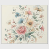 Papier Cadeau couleurs pastel floral art (Plat)