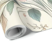 Papier Cadeau couleurs pastel floral art (Coin rond)