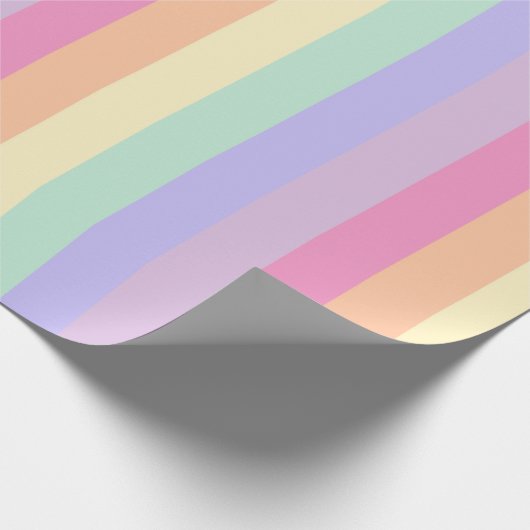 Papier Cadeau Couleurs pastel rayées rose jaune bleu violet (Coin)