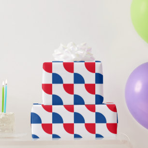 Papier Cadeau Couleurs personnalisées Motif rouge bleu blanc