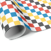 Papier Cadeau Couleurs primaires avec tableau de bord noir et bl (Coin rond)