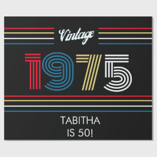 Papier Cadeau Couleurs primaires de bande rétro Vintage 1975