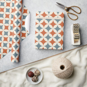 Papier Cadeau Couleurs rétro Mi-Siècle Cercles modernes
