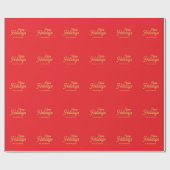 Papier Cadeau Couleurs Rouge Clair & Or Joyeux Noël Famille (Plat)