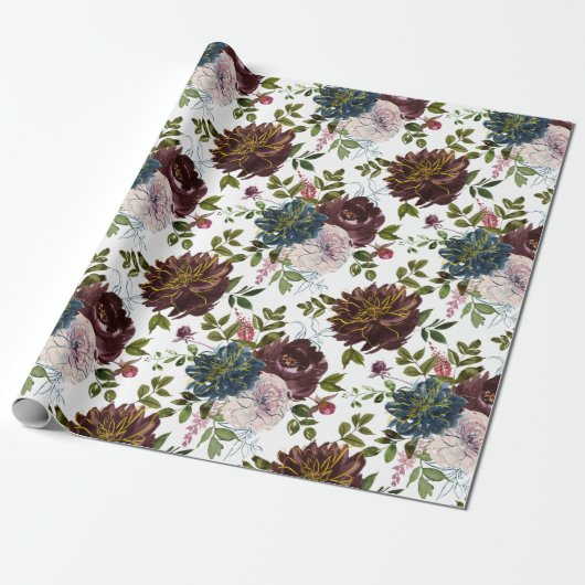 Papier Cadeau Couleurs tendance motif floral (Déroulé)