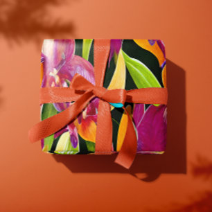 Papier Cadeau Couleurs vibrantes tropicales Botaniques florales