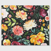 Papier Cadeau Couleurs vives fleurs & feuillage motif collage (Plat)