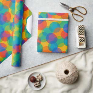 Papier Cadeau Couleurs vives rétro Formes abruptes Motif d'art