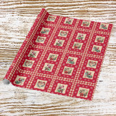 Papier Cadeau Country Cardinal et Floral Wreath En vichy Carré