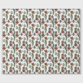 Papier Cadeau Country Cowboy Howdy Noël (Plat)