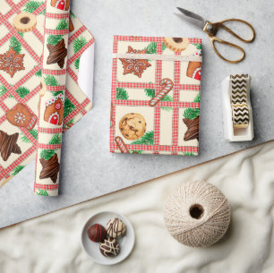 Papier Cadeau Country Noël Gingham & Cookies
