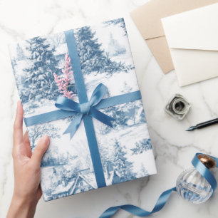 Papier Cadeau Country Vintage Christmas Toile de Jouy Blue