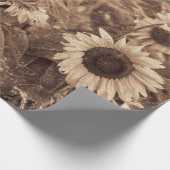 Papier Cadeau Coupage de texture florale Sepia de tournesol géan (Coin)