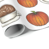 Papier Cadeau Coupe citrouille épice de café Latte automne autom (Coin rond)
