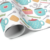 Papier Cadeau Coupe Coeur Cute Cup Thé Café Biscuit Cupcake (Coin rond)