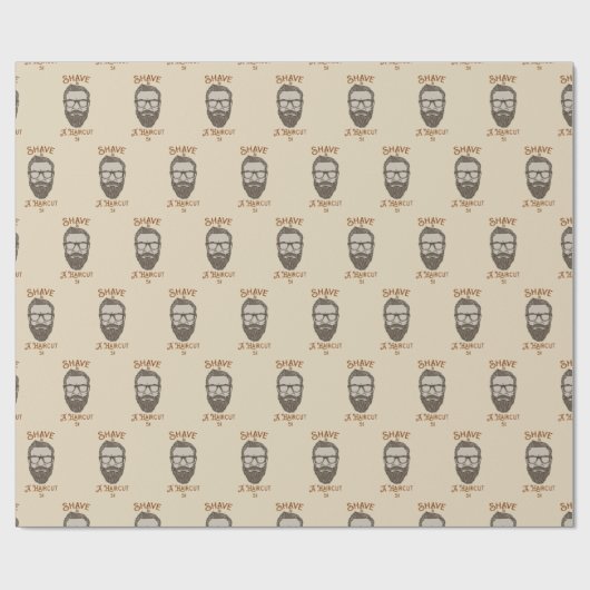 Papier Cadeau Coupe & Coiffure Retro Graphisme de Salon de Coiff (Plat)